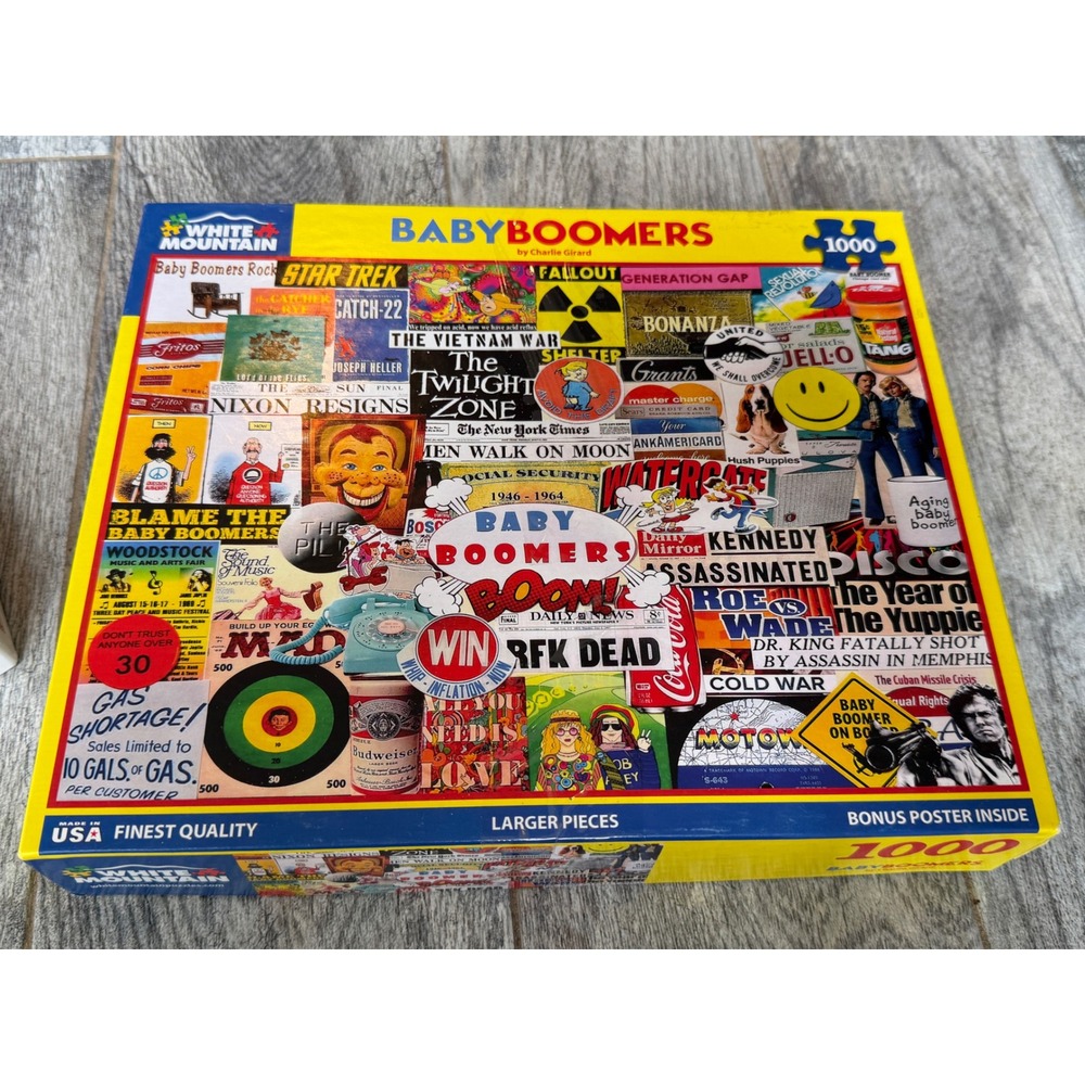 White Mountain Baby Boomers Jigsaw Puzzle 1000 pc Open Box 1460